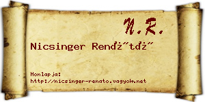 Nicsinger Renátó névjegykártya